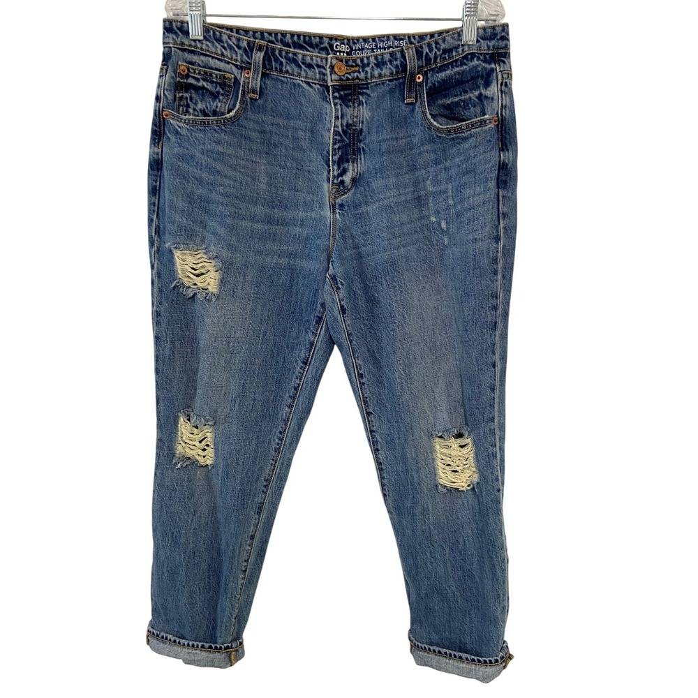 Gap Vintage High‎ Rise Jeans Distressed Denim Women's Size 12/31R Medium Wash